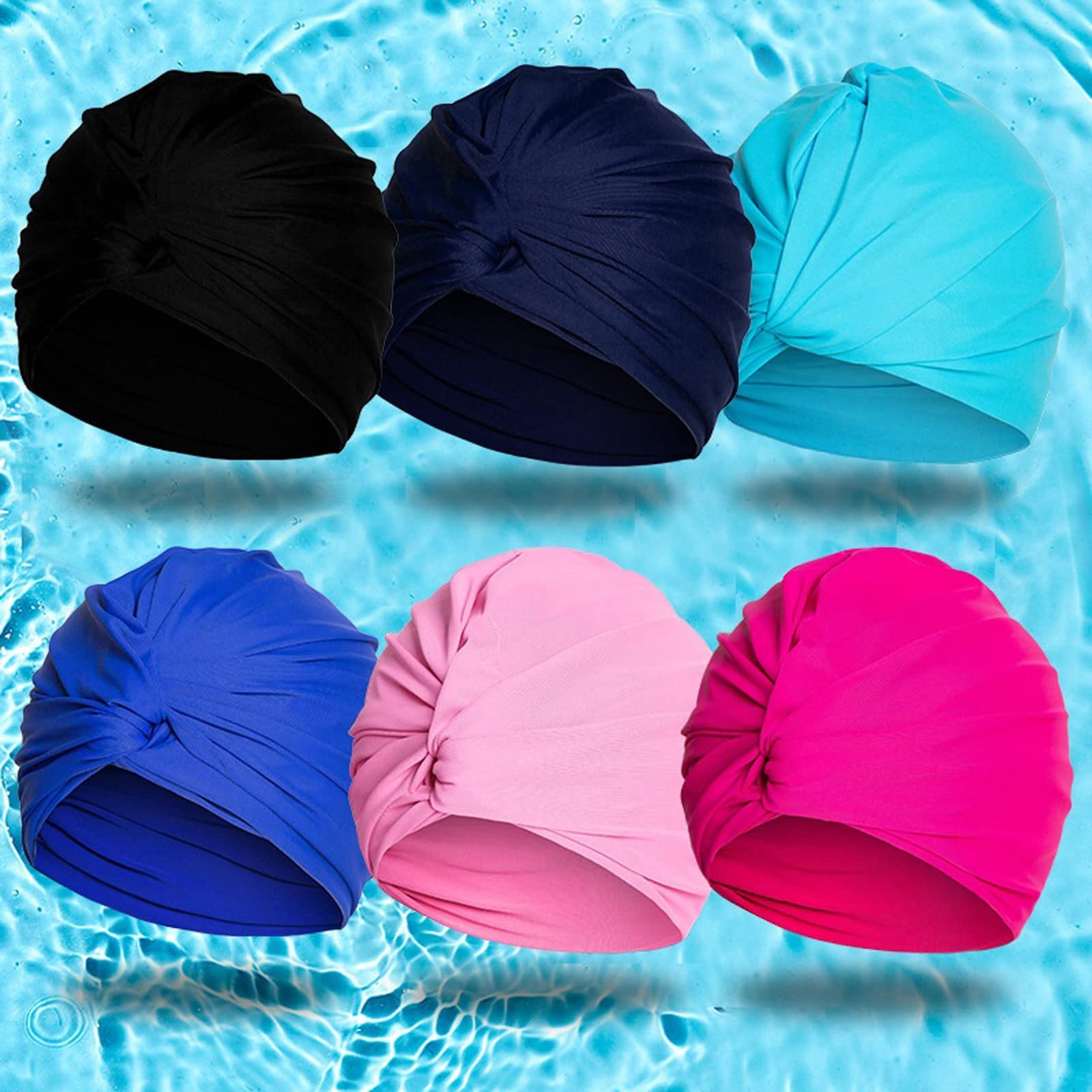Cuffia da nuoto a pelo lungo, da donna, ad alta elasticità, per sport acquatici, piscina, a doppio strato, elastico, in tessuto di nylon, colore nero