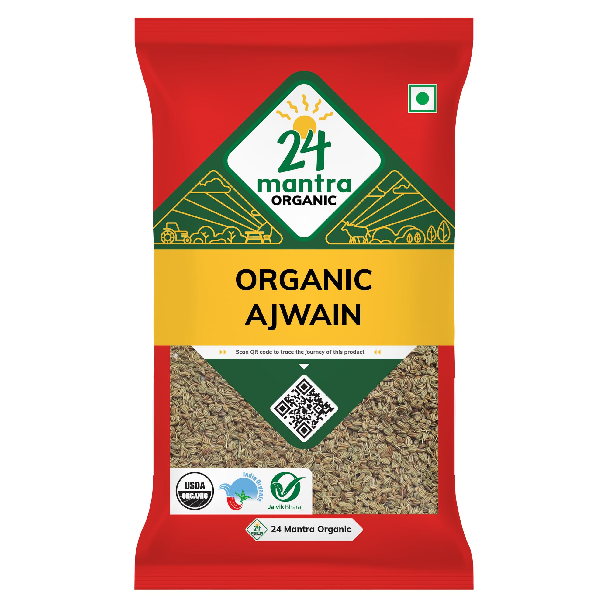 24 Mantra Organic Ajwain/Carrom seeds/Vaamu - 100gms | 100% Organic | Chemical Free & Pesticides Free | Rich & Strong Flavour