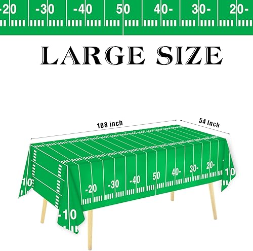Miniatura 3 de Oigco Paquete de 3 manteles de fútbol para fiesta (54 x 108 pulgadas), fundas de plástico para mesa de touchdown para fiestas de cumpleaños, fiestas