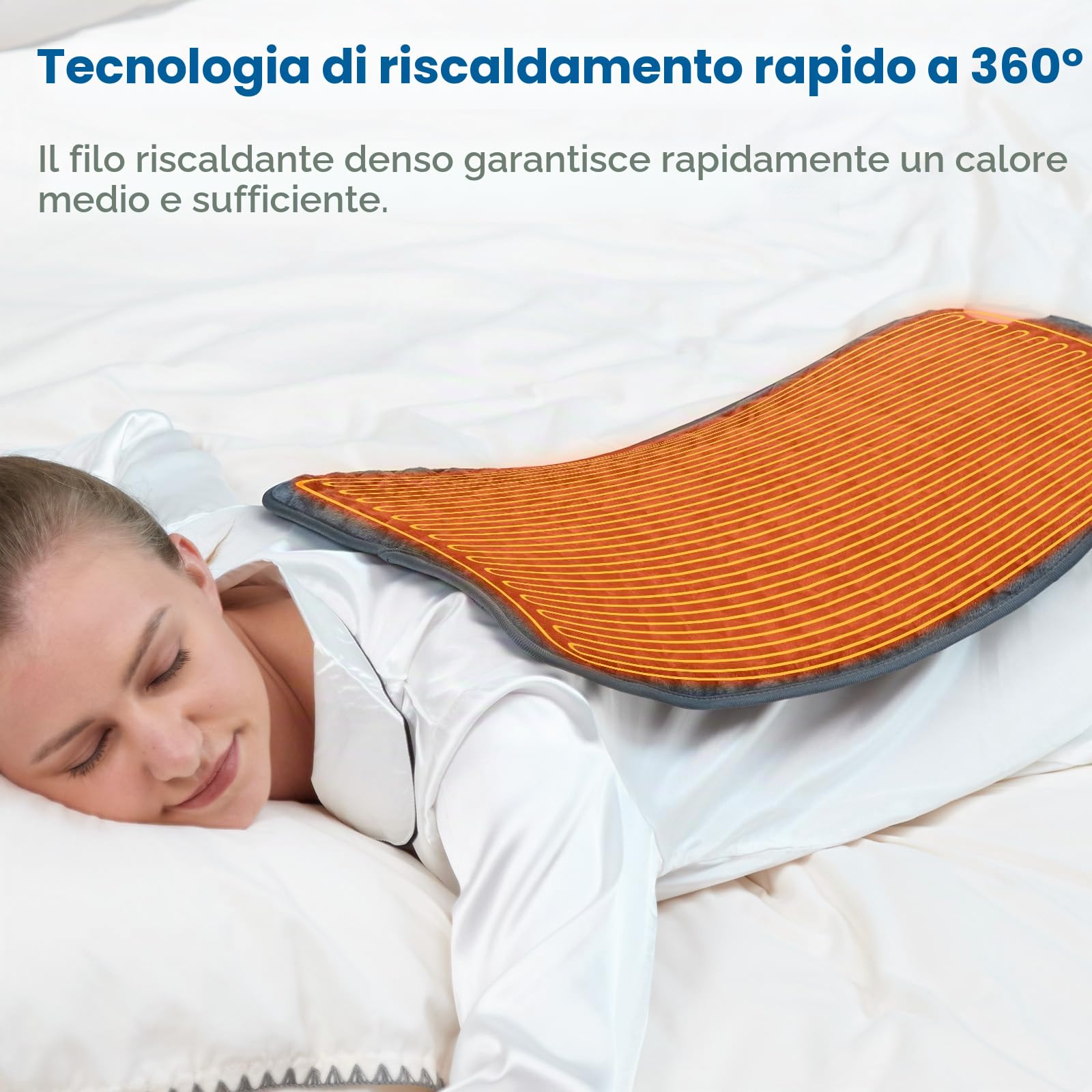 Mowend Termoforo, Termoforo Elettrico con 6 Impostazioni di Calore e Spegnimento Automatico, Riscaldamento Rapido e Lavabile in Lavatrice,30x60cm,Regalo per moglie, mamma, papà, nonna