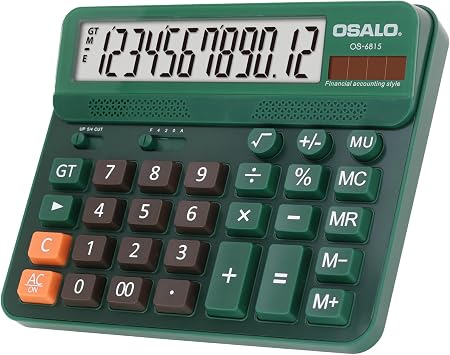 Pendancy Green Desk Calculator, 12-Digit Large Display, Big Buttons