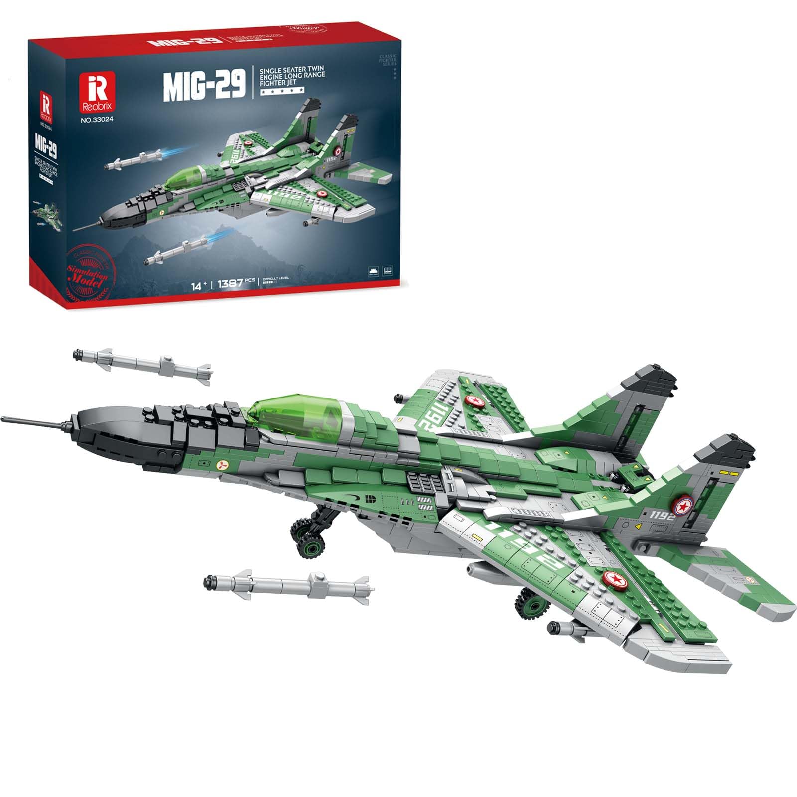 Reobrix 33024 MiG-29 Model Building Kit, Jet Fighter Building