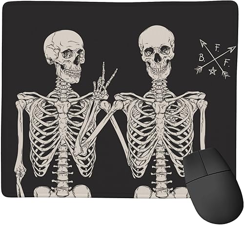 Human Skeletons - Alfombrilla de mouse cuadrada con diseño de esqueleto humano gótico, impermeable, base de goma antideslizante, bordes cosidos