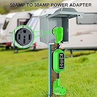 Vista 6 de EyGde Adaptador de 50 amperios a 30 amperios para RV con protector contra sobretensiones, enchufe adaptador patentado de 5000 joules NEMA 14-50P a