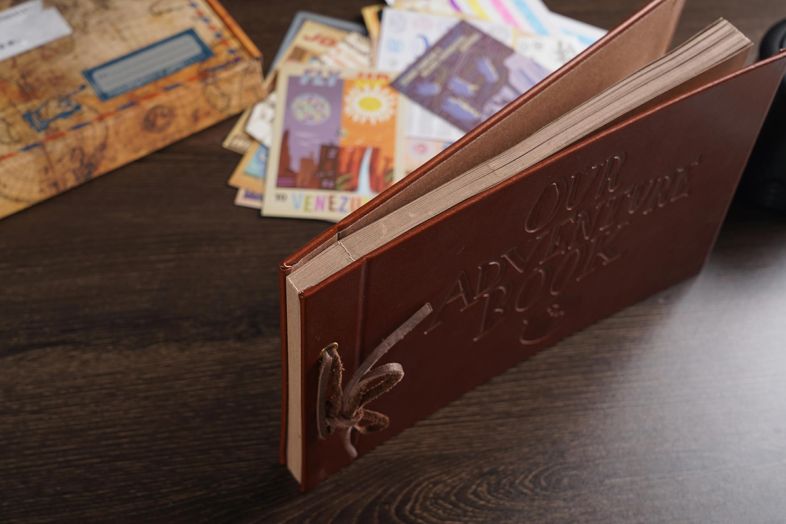 Our Adventure Book Album fotografico, 30 x 19cm 80 pagine, 3D goffrato parole in pelle Cover Album di Viaggio Fai da Te/diario di Coppia/Nozze Anniversario, Regalo di San Valentino