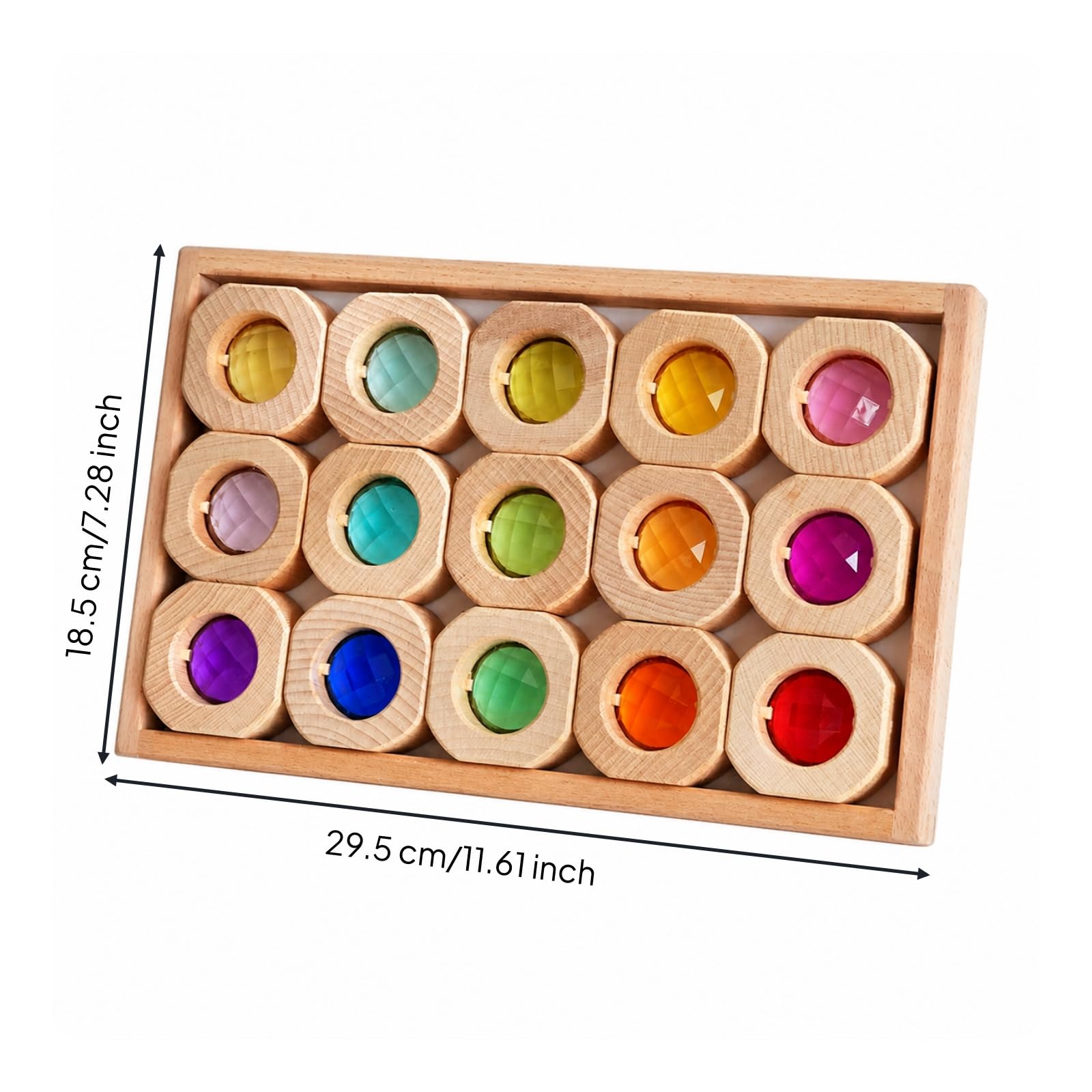 Gralara 15 Pezzi Pezzi da Costruzione in Acrilico con Cornice in Legno Sensoriale Set di Blocchi Sagomati Pedagogico Giocattolo Educativo per Aula Prescolare