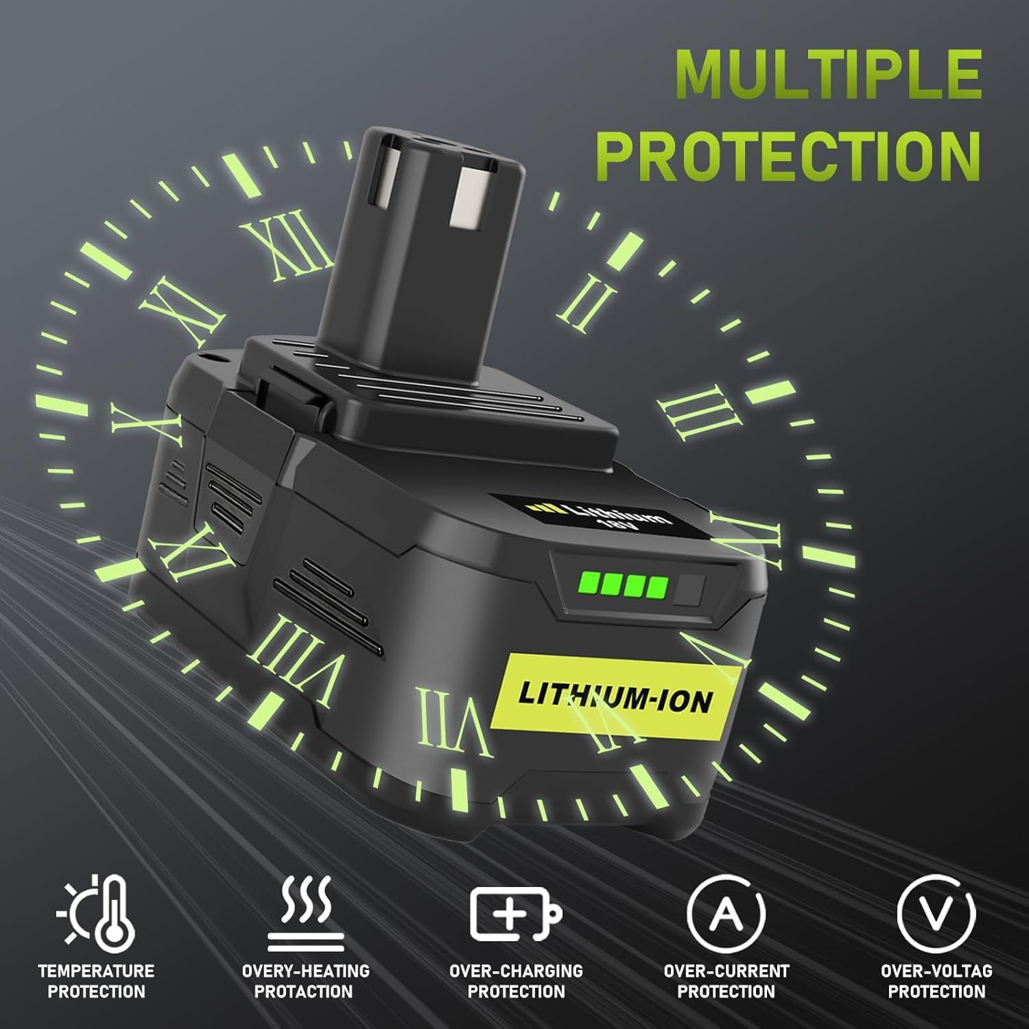 2 Pack 18V 8.0Ah/8000mAh Lithium-Batterie und P117 ladegerät für Ryobi P108 akku One+, Li-ION-Ersatzbatterie und Ladegerät für Ryobi 18V One+ P107 P108 P104 P105 P102 P103 Werkzeuge