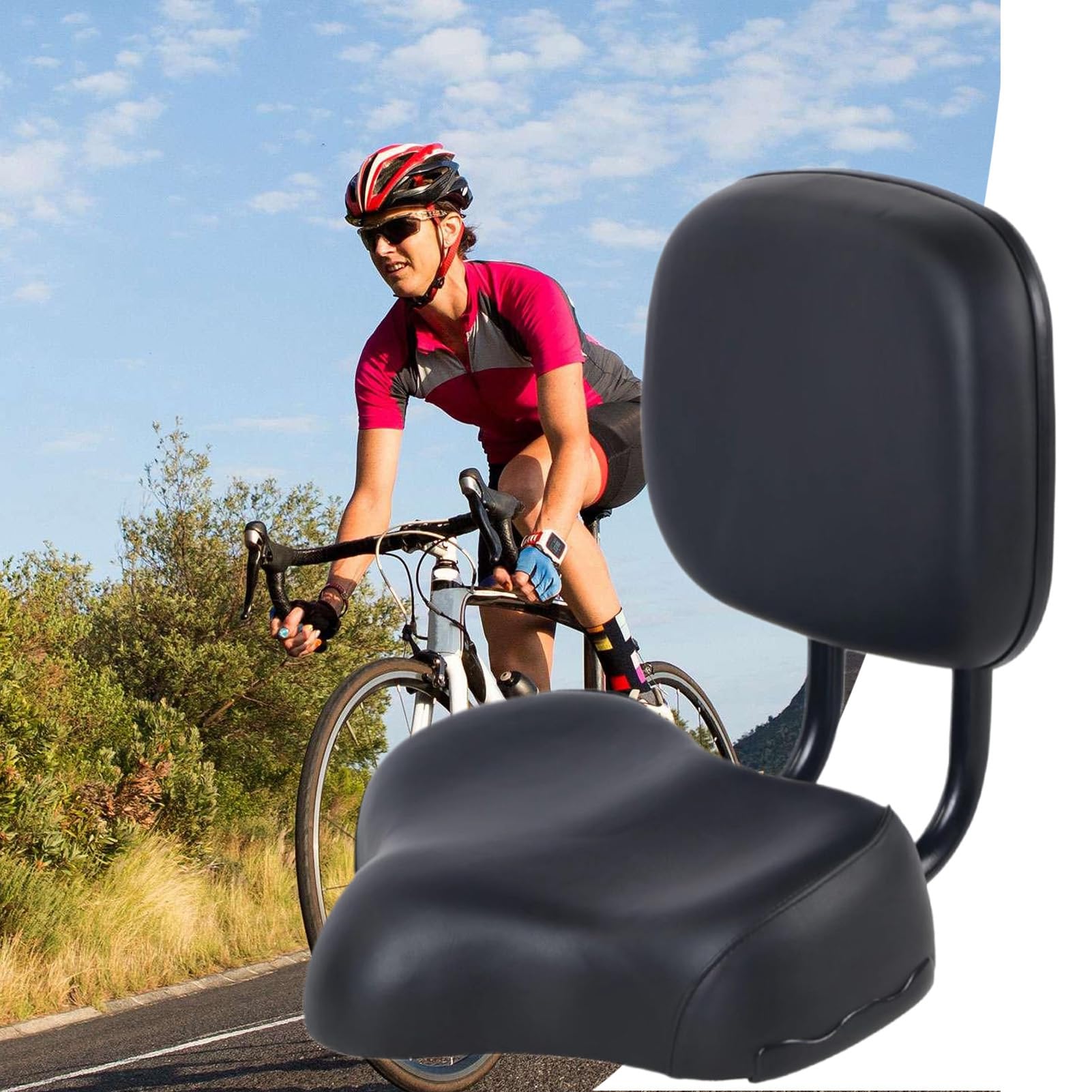 Asiento de bicicleta – Acolchado de espuma suave, cubierta ventilada, forma estrecha y aerodinámica, diseño para aliviar la presión de la cadera | para Road Mountain Touring Fitness