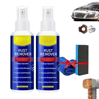 Rust Remover, 100Ml Oil Lubricant Spray Rust Inhibitor, Screw Bolt Loosening Spray Derusting Spray, Metal Lube Anti Rust Agent for Automotive Maintenance 2 Pcs