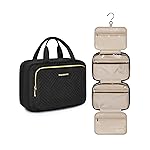 BAGSMART Hanging Travel Toiletry Organizer - Cosmetic Bag for Full Sized Toiletries, Basic-Black