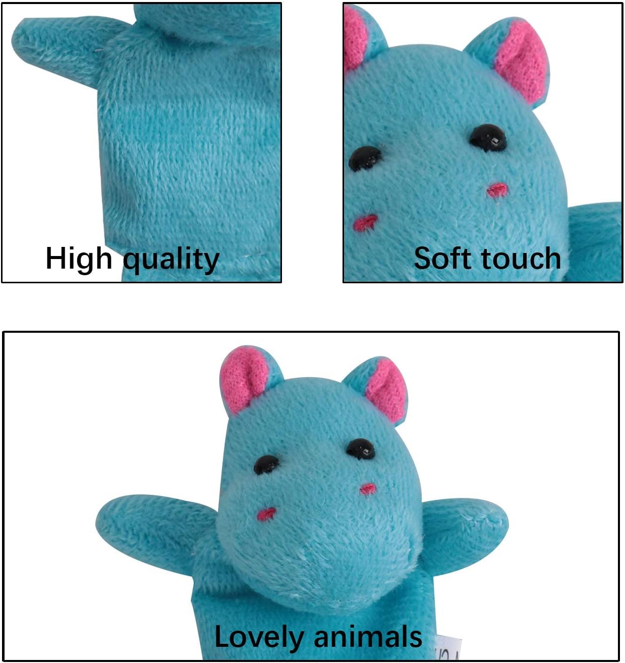 OYEFLY 10 Pcs Finger Puppets Filled Bright Colorful Easter Eggs with 2.45'' Cartoon Animal Soft Velvet Dolls Props Toys Easter Basket Stuffers Shows, Playtime, Schools (10Pcs)