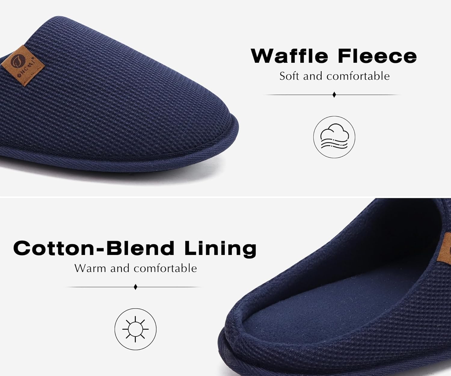 ONCAI Men's House Slippers, Cushion Memory Foam Shake Fleece and Man House Shoes with Faux Fur Lining and Indoor Outdoor Rubber Soles US Size 7-15 - Image 3