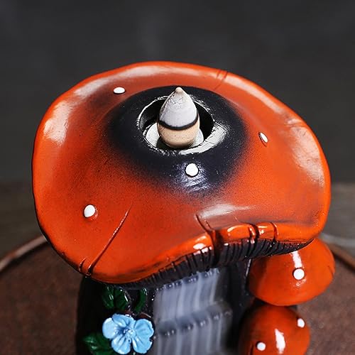 Miniatura 5 de Soporte creativo de incienso de cascada de hongos de montaña, decoración del hogar, escultura, quemador de incienso para mesa, meditación, oficina,