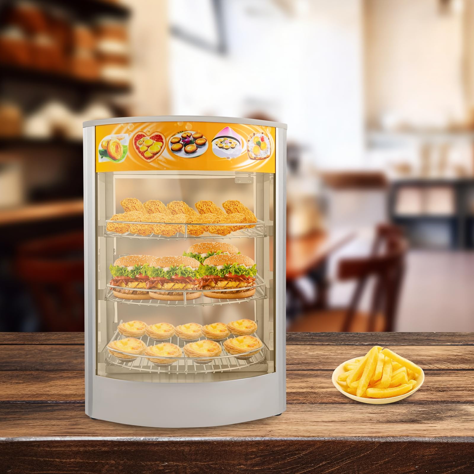 Scaldabagni commerciali a 3 livelli, 800 W, con controllo della temperatura da 30 °C a 85 °C, 50 l, adatto per hamburger, pizza, pane