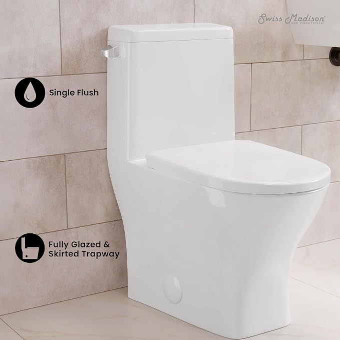 Sanitario One-Piece compacto blanco brillante 12" rough-in miniatura 5