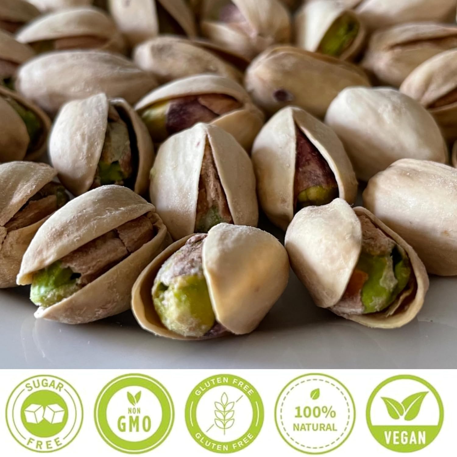 HiFood Pistacje prażone i solone, w łupinach 1 kg, duże opakowanie, chrupiące, idealne na aperitif i jako przekąska, naturalne źródło żelaza