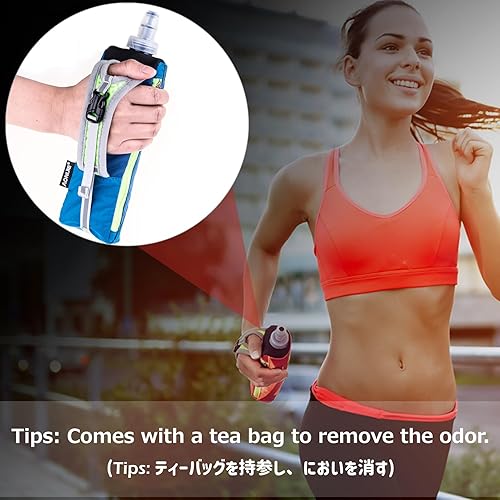 Miniatura 6 de Azarxis Botella de agua de mano y funda para teléfono para corrercaminar, frasco suave de mano de agarre rápido de 17 onzas con correa de mano,