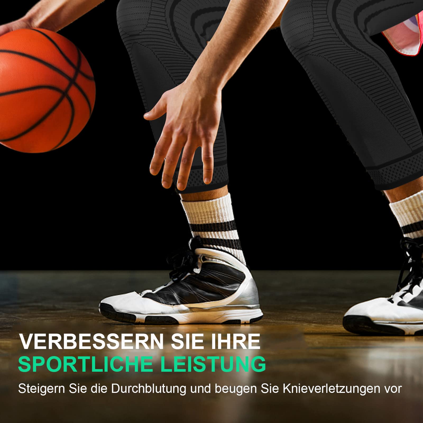 Genouillères Sport Longue Respirant Genouillère de Compression pour Hommes et Femmes Avec Gel de Silice Antidérapant pour ACJ, PCL, Déchirure Ménisque, Arthrite, Ténosynovite 1 Paire (noir, S)