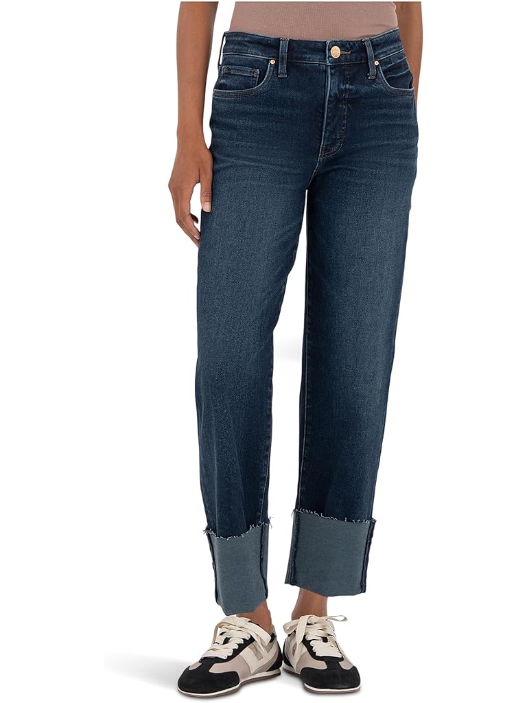 Blue KUT from the Kloth FAY HIGH RISE FAB AB STRAIGHT LEG-ROLL UP RAW HEM