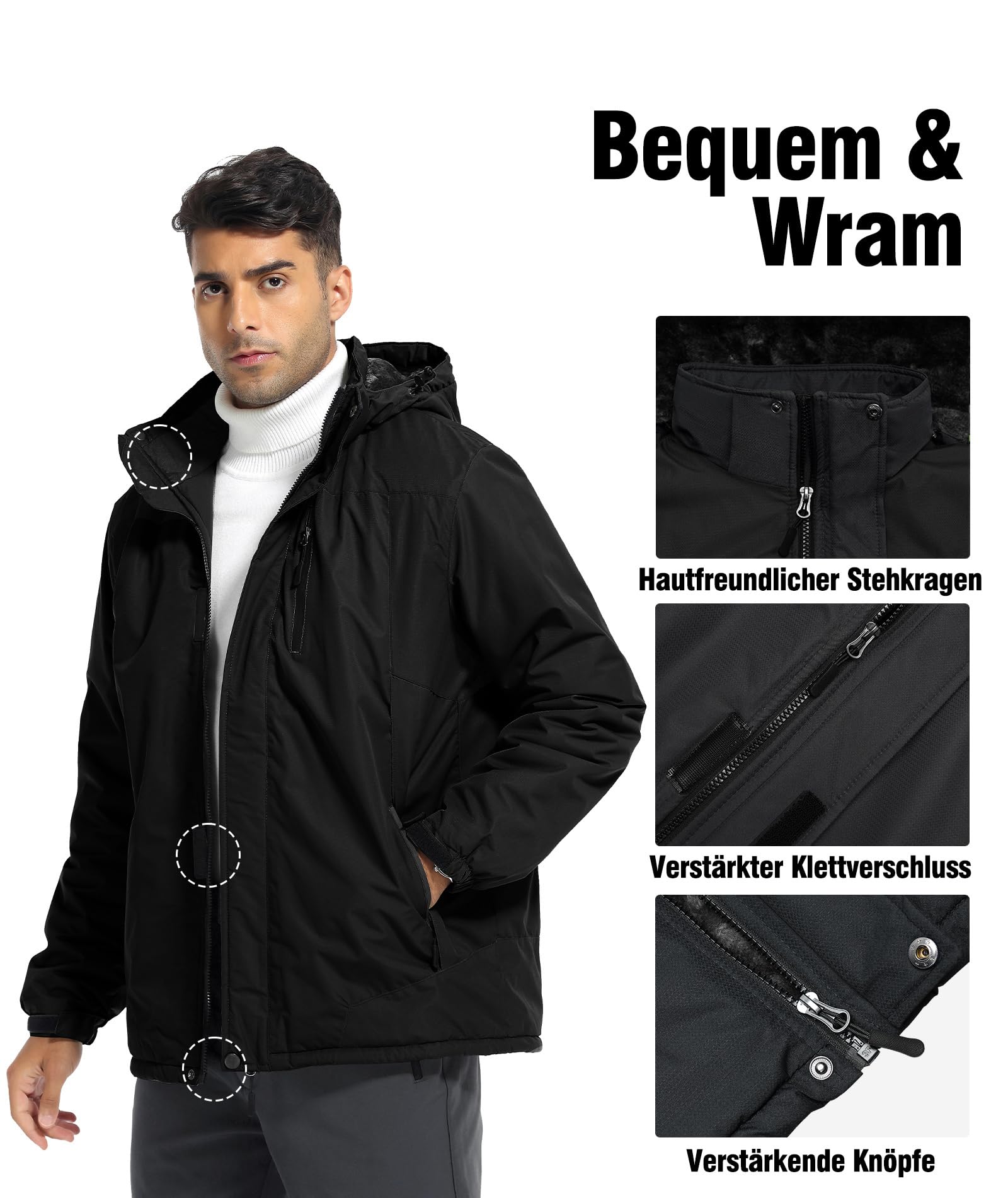 Zoofly Giacca Da Uomo Invernale Impermeabile Montagna Giacca Sci Uomo Attività Traspirante Con Multi-Tasche Calda Cappuccio Cappotto