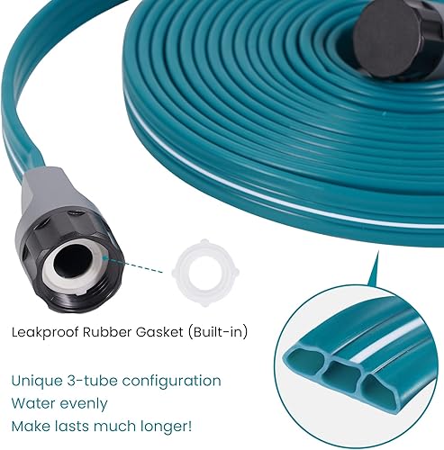 Miniatura 6 de LINEX Manguera de remojo de rociadores de 15 pies, paquete de 2 para manguera de riego de césped de jardín con estacas