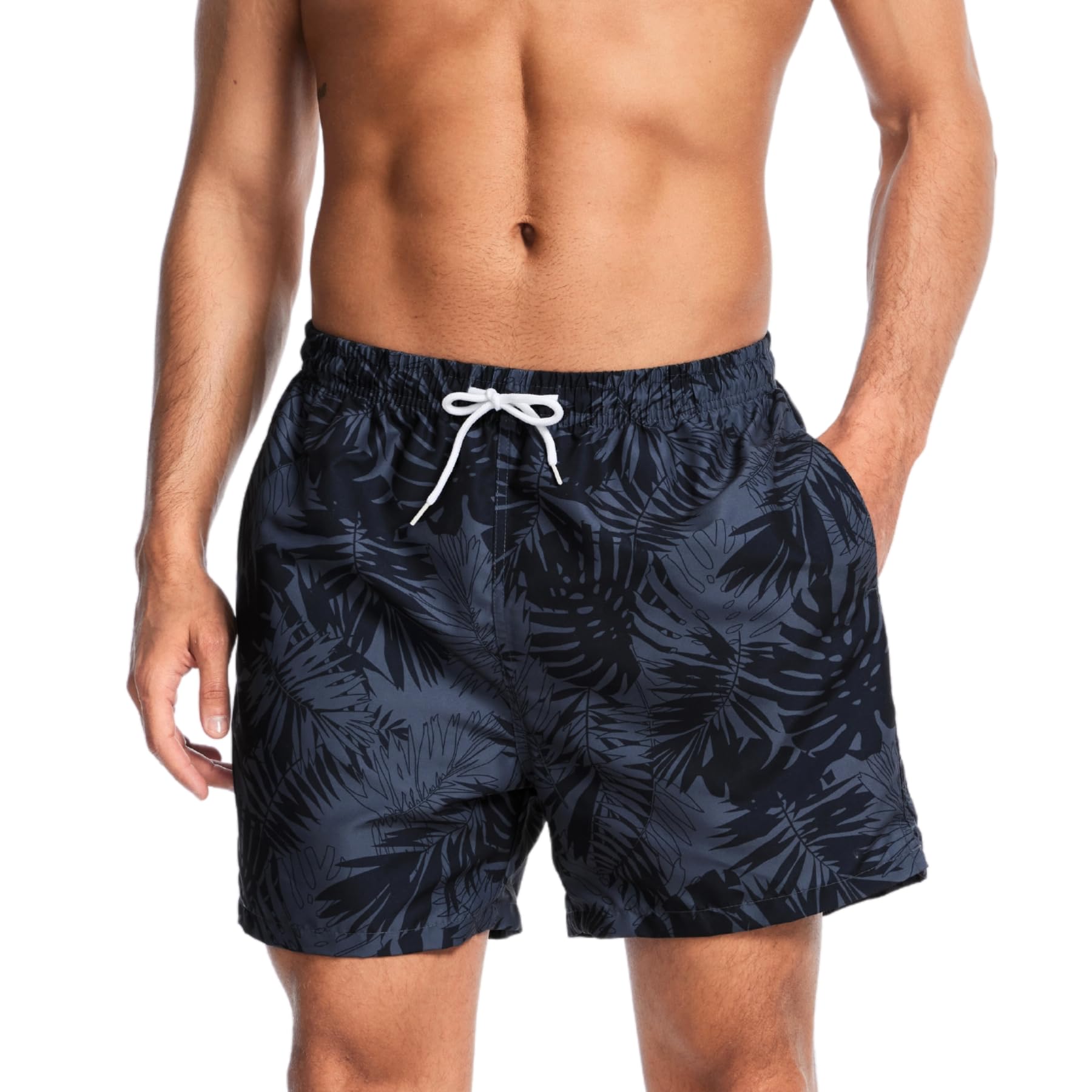 AMZSPORT Badehose Herren Wasserabweisend Badeshorts Schwimmhose mit Mesh-Futter und Taschen