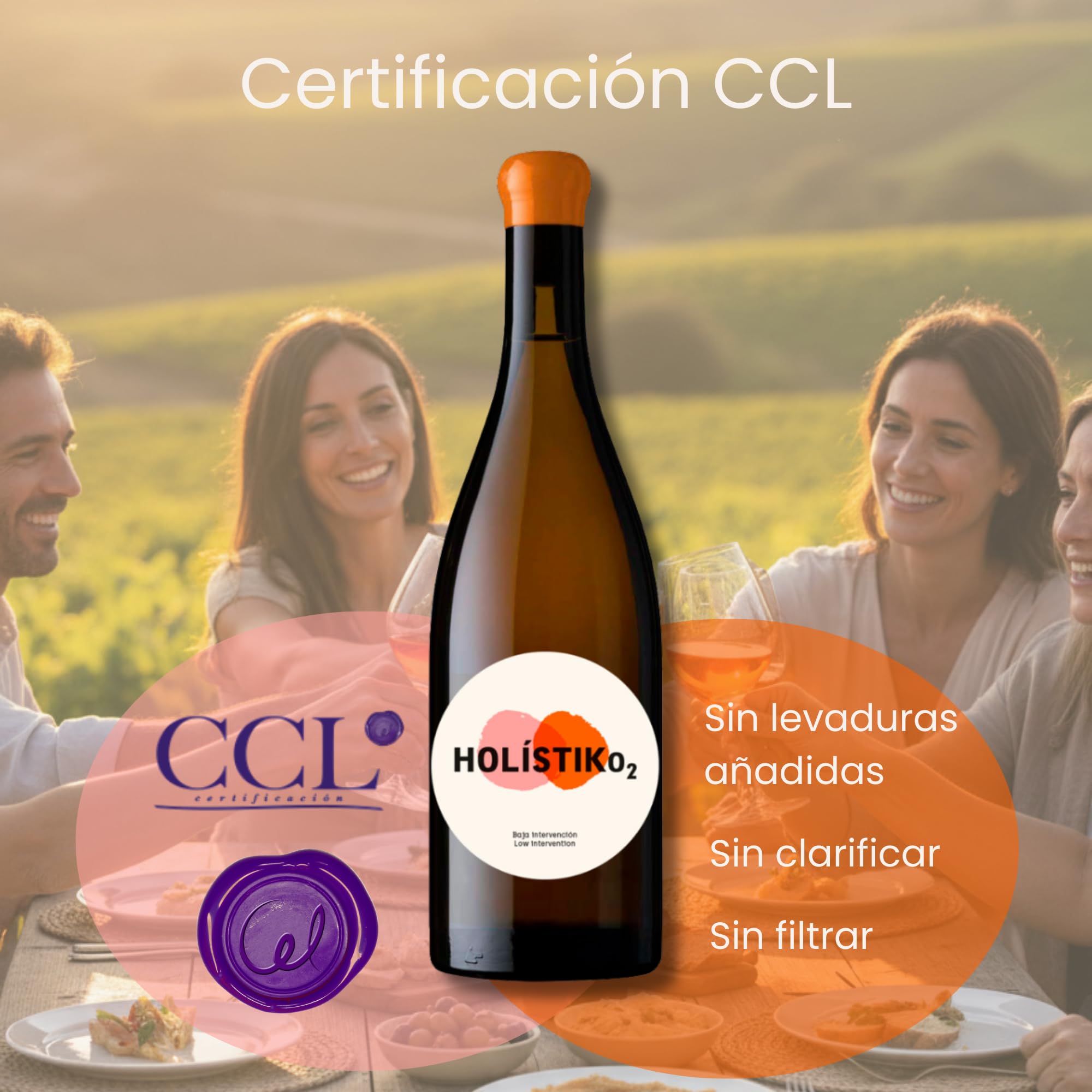 Vino Naranja, Uva Blanca Garnacha, Macabeo (Viura), Sumoll, Merseguera, Vino Seco, Aroma Afrutado [PACK 2] Pescado Carne Marisco Queso, Crianza Ánfora Damajuana, Eco, ATÁVIKO2 2023 + HOLÍSTIKO2 2024