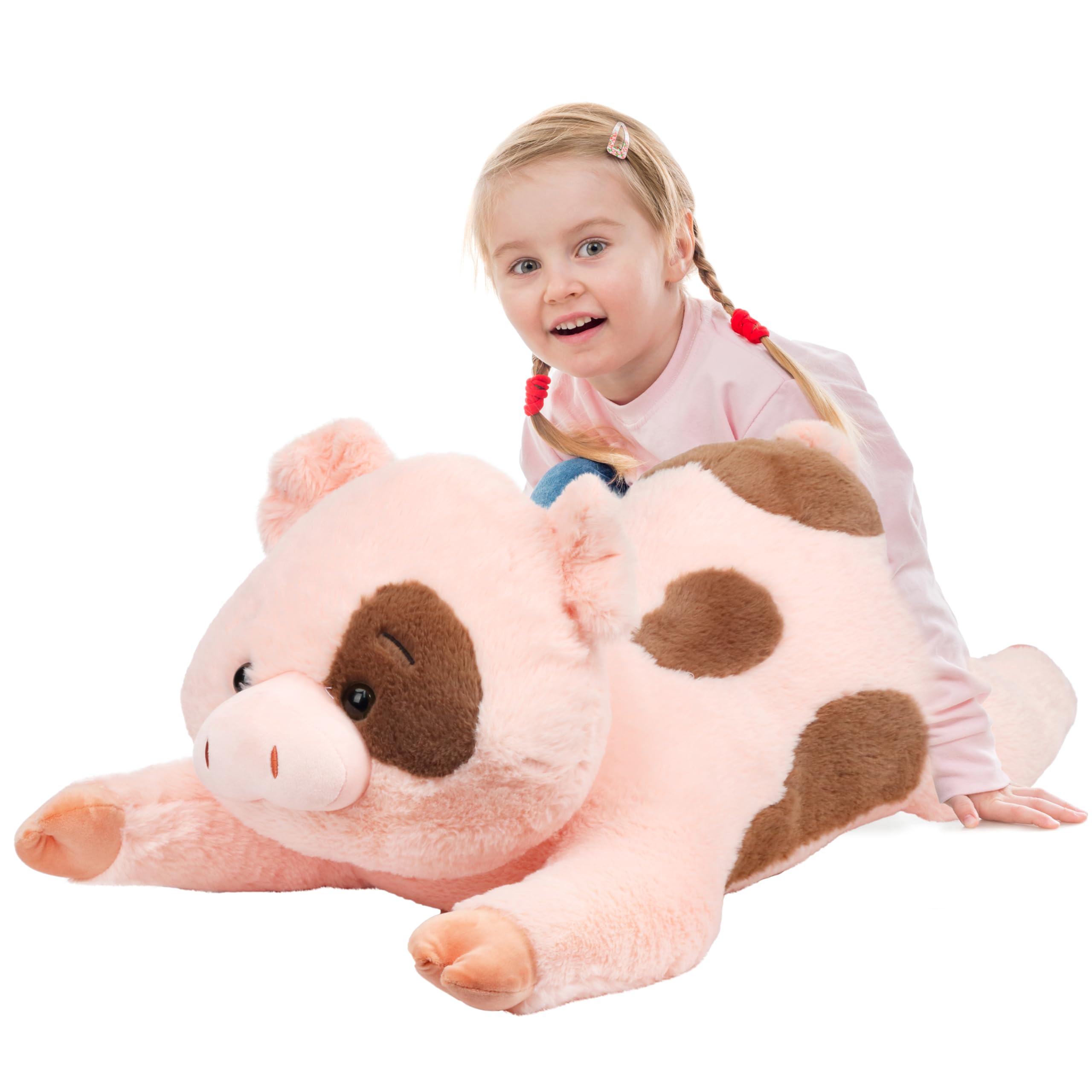 Cudhug 32" Big Pig Stuffed Animal, Giant Pink Pig Plush Toy Gift for Kids
