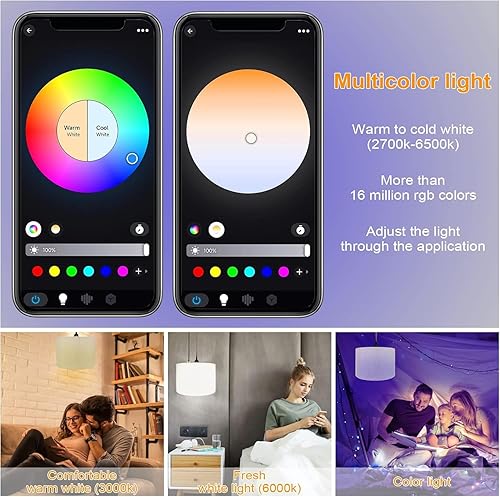 Miniatura 4 de Lámpara colgante enchufable, lámpara colgante con bombilla inteligente RGB, luces colgantes con cable enchufable, luces colgantes para dormitorio,