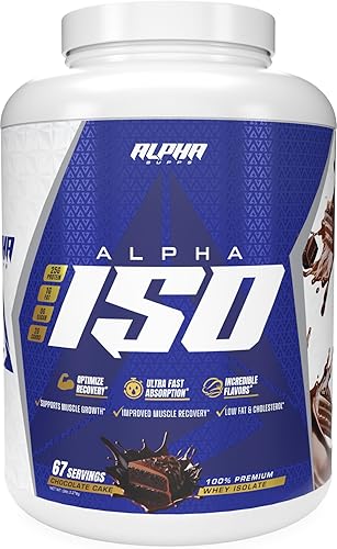 Miniatura 8 de Alpha Supps ISO - Polvo aislado de proteína de suero de leche 100% bajo en carbohidratos, 0.88 onzas por porción, ayuda a apoyar el crecimiento