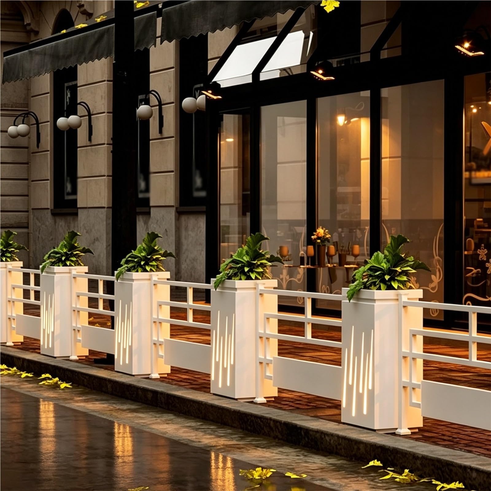 donice ogrodowe Niezależna donica zewnętrzna z oświetleniem słonecznym | Nadaje się do sklepu z herbatą mleczną i restauracji(XS)