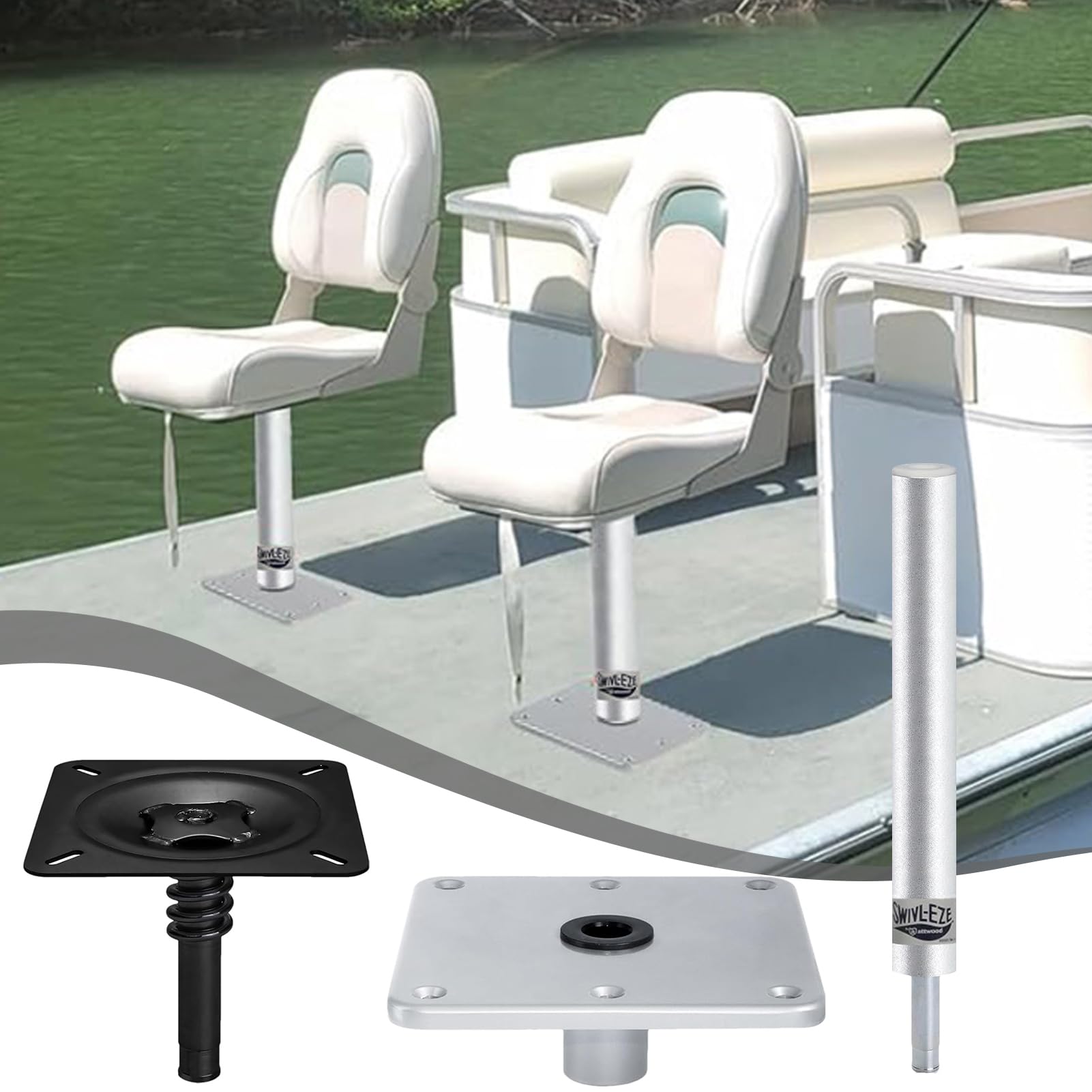 Ensemble de siège sur pied pour bateau – Base de siège marine stable, support de siège de bateau robuste | Siège de bateau et piédestal combinés avec support de siège de bateau, piédestal de siège rég