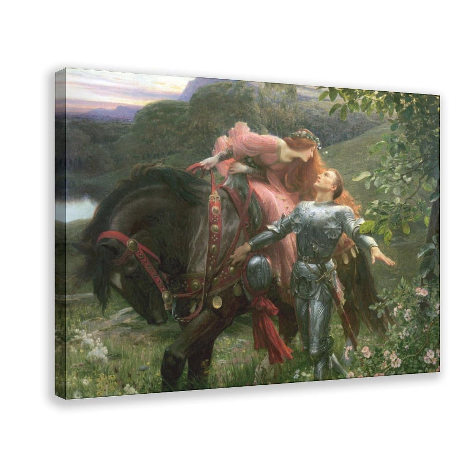 WCYB La Belle Dame Sans Merci by Sir Frank Dicksee Posters Prints Canvas Deco Paintings Wall Art Hangable Frame 8" L X 12" W