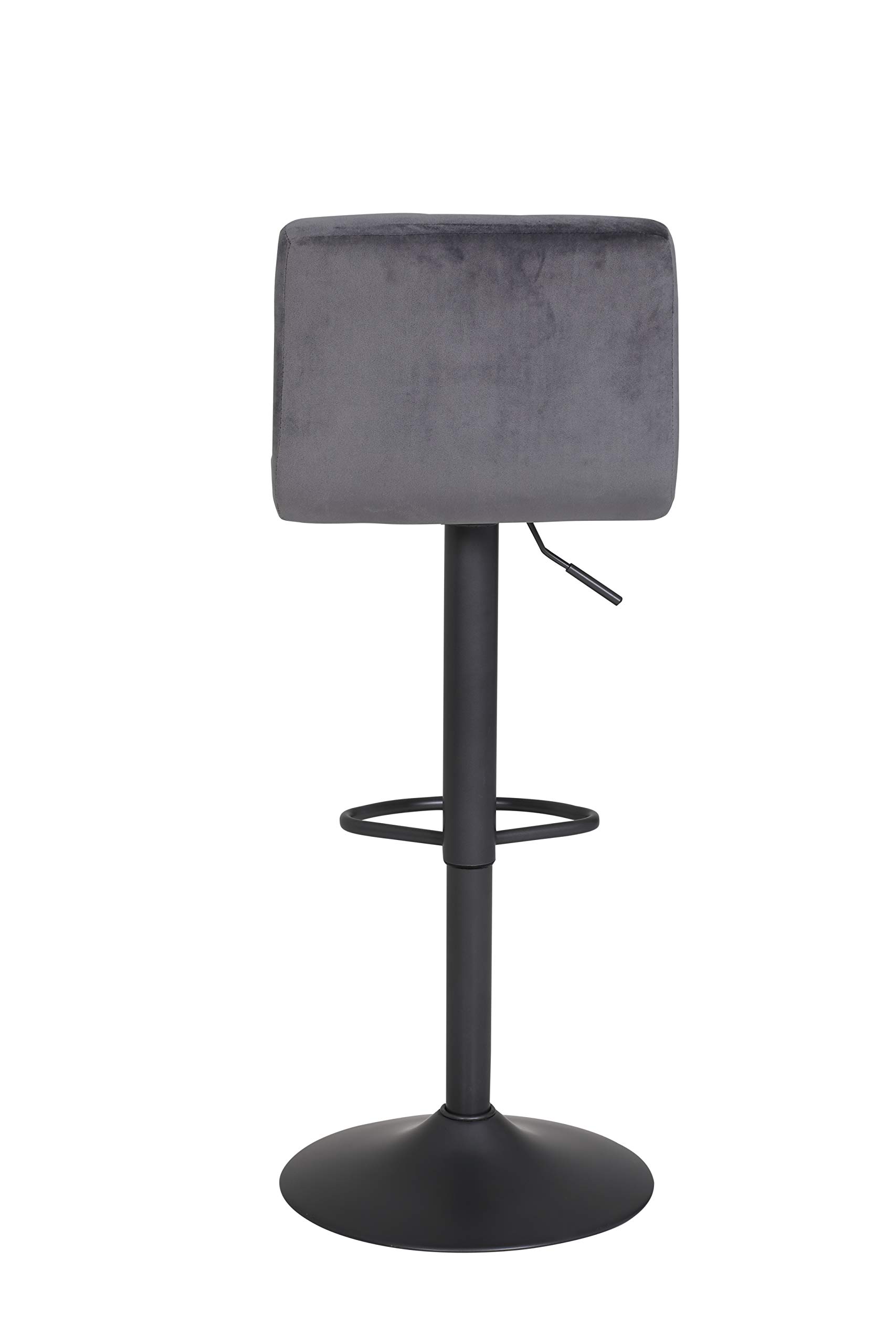 Hela Tische Amanda Set di 2 sgabelli da bar, con rivestimento effetto velluto di colore grigio e struttura di colore grigio, girevoli a 360°, dotati di base a tromba e funzione di sollevamento
