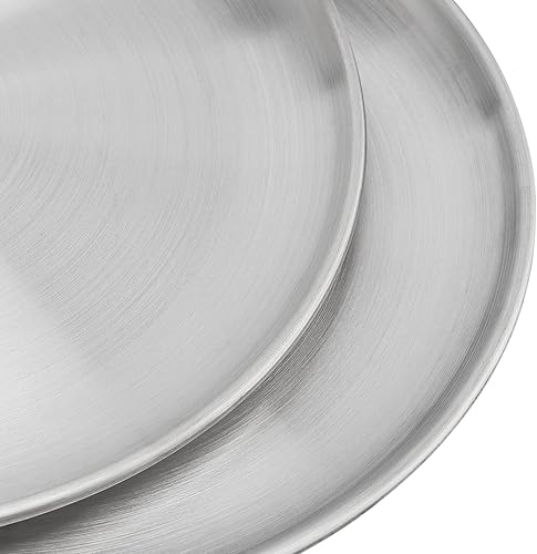 Miniatura 3 de 10 platos grandes de acero inoxidable de 8 pulgadas, platos redondos de metal para cena de 7.8 pulgadas, platos de carne de ensalada de metal,