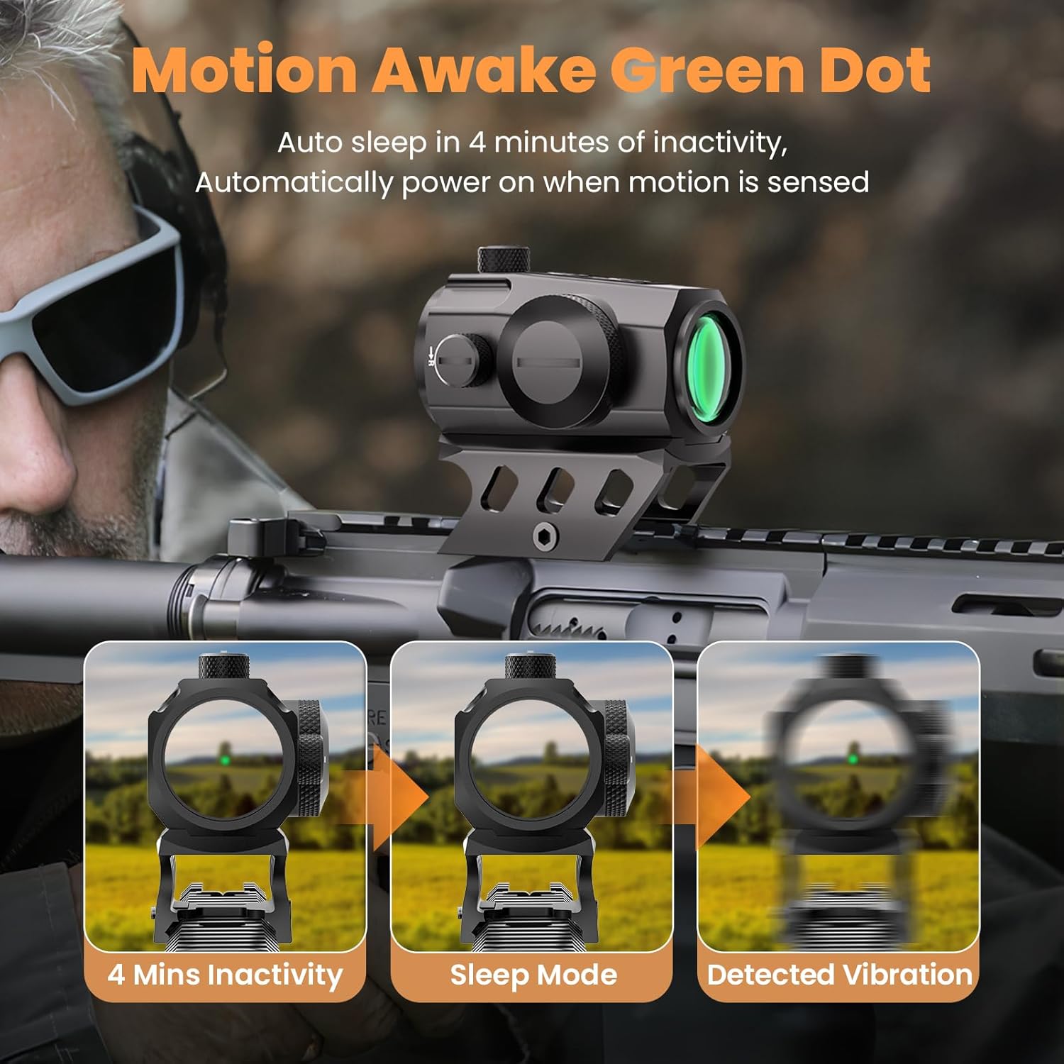 Red/Green Dot Sight Motion Awake 2MOA Red Dot IPX7 Waterproof 1000G Shockproof Compact Optics Scope 10 Brightness with Co-Witness Riser and Low-Profile Mount Rifle Scope for 20mm Rail Mount