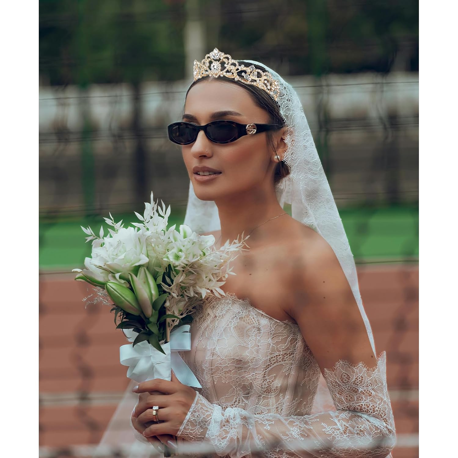 Gold Wedding Crown Crystal Tiara for Women Queen Crowns Princess Headband Rhinestones Gold Tiaras for Bride Sparkle Hair Accessories for Birthday Prom Pageant Party - Image 4