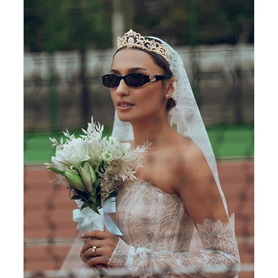 Gold Wedding Crown Crystal Tiara for Women Queen Crowns Princess Headband Rhinestones Gold Tiaras for Bride Sparkle Hair Accessories for Birthday Prom Pageant Party