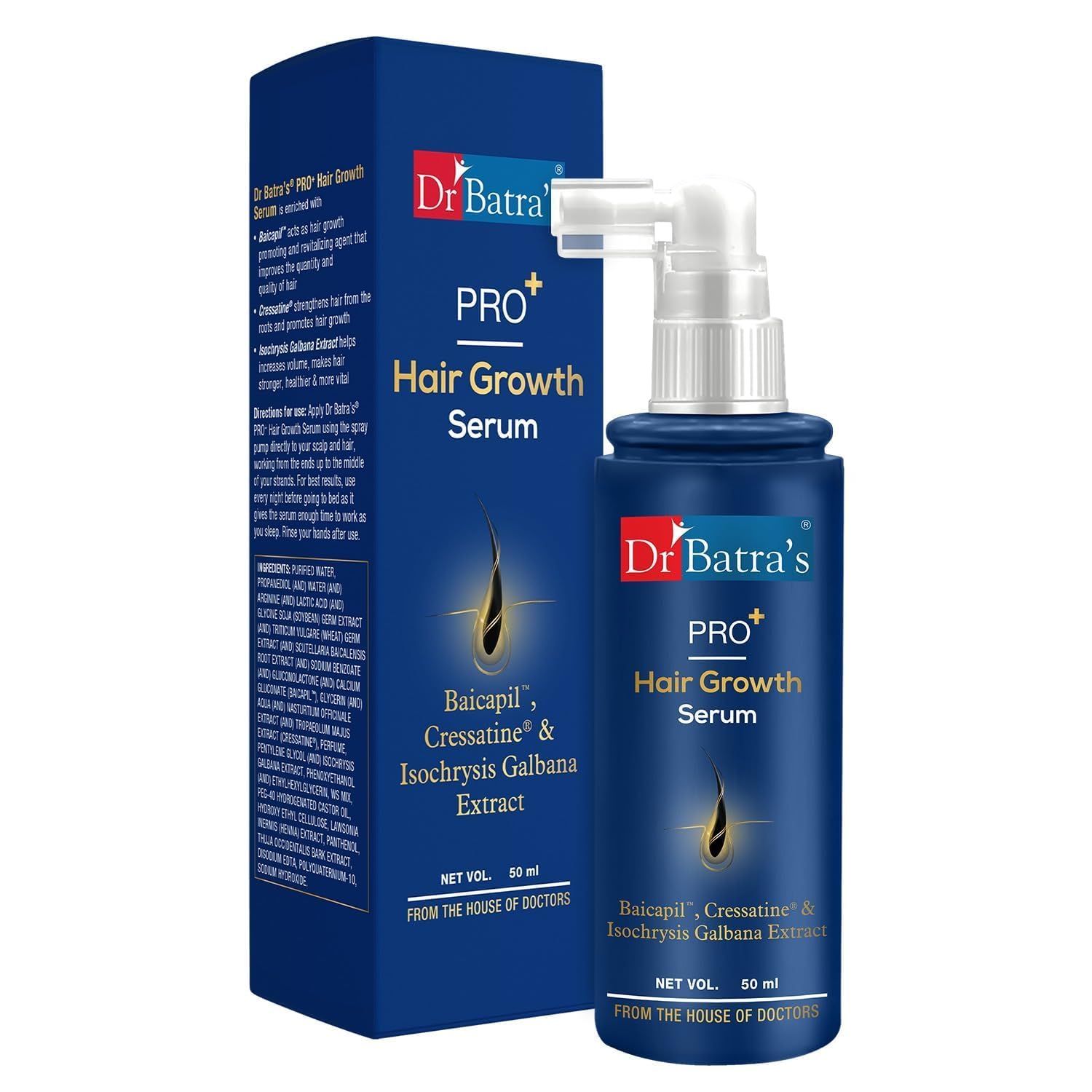 Dr Batra's Pro+ Hair Growth Serum 50ml Pack of 2 | Baicapil, Cressatine & Isochrysis Galbana | For Thicker, Stronger & Ful... - Review, Price and Buying Guide