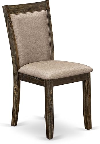 Miniatura 4 de East West Furniture Monza Parson - Juego de 2 sillas acolchadas de tela de lino color caqui oscuro, estilo jacobeo envejecido