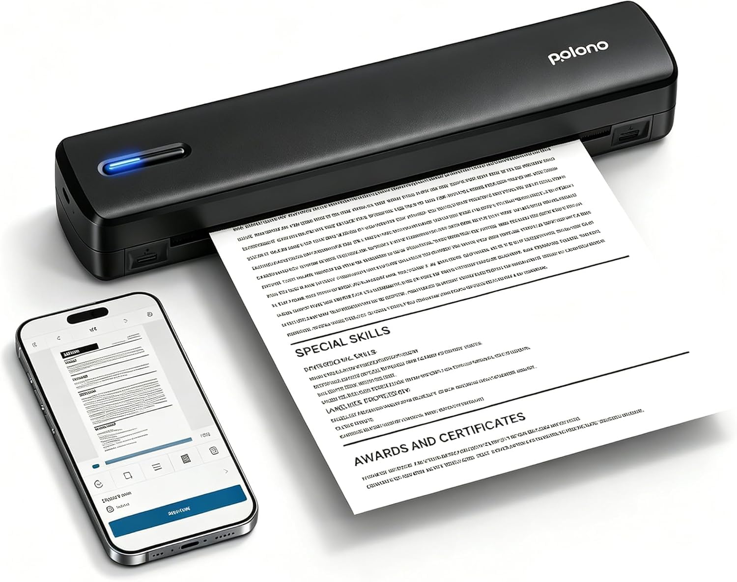 POLONO Portable Printer, D810 Inkless Bluetooth Thermal Printer Wireless for Travel, Compatible with iOS, Android, Laptop, Supports 8.5"x11" US Letter for Office, Car, Home, Black-image-47