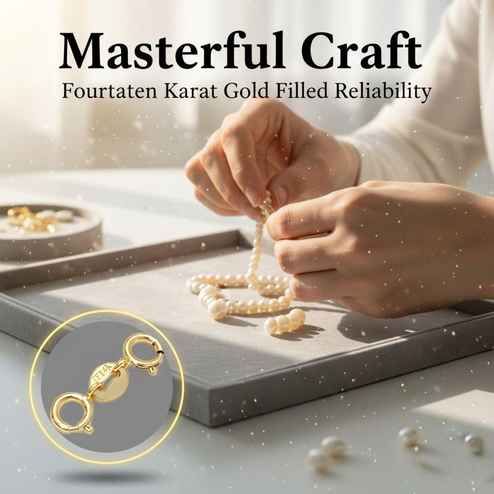 8 Stk. vergoldete Doppel-Springverschlüsse, 0,2 in / 0,5 cm, S925 versilberte kleine Ei-Ellipse-Perlenendstücke, mit JF14K Gravur, Zubehör für DIY-Halskette, Armband, Schmuckherstellung