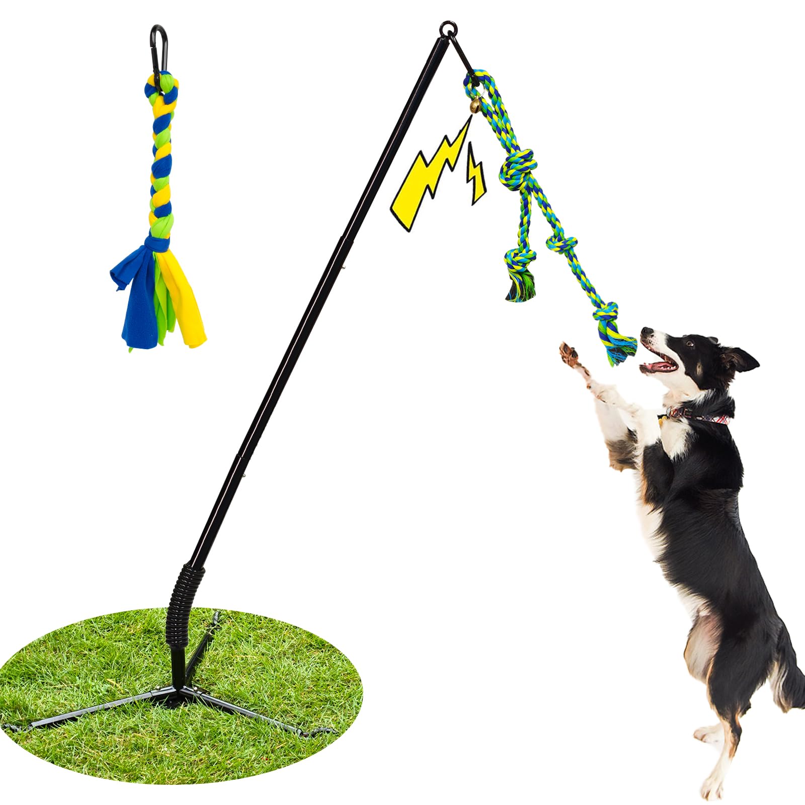IAIGOGO Outdoor Dog Toy,Tug of War Dog Toy for Self Play Interactive Tether Pull Toy for Park,Yard, Lawn Rope Toys for Medium and Large Dogs to Keep Them Busy
