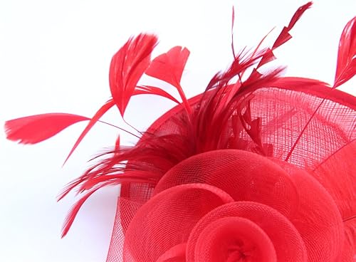 Miniatura 8 de SAFERIN - Fascinador con pinza para el cabello, con plumas, flores, velo para bodas, fiestas, sombrero de té