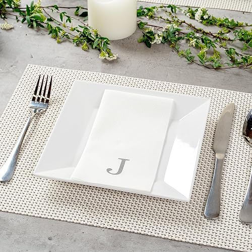 Miniatura 450 de Luxenap - Toallas de invitados de 15.8 x 7.9 pulgadas, 50 toallas de mano con letras plateadas, letra "P", fuente Sans Serif, servilletas de papel