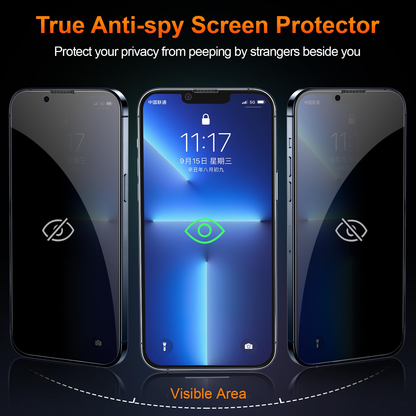 Kesuwe Pellicola Privacy Per IPhone 13 Pro Max / 14 Plus – Confezione Da 3 – Anti-spia, 9H, HD, Facile Installazione