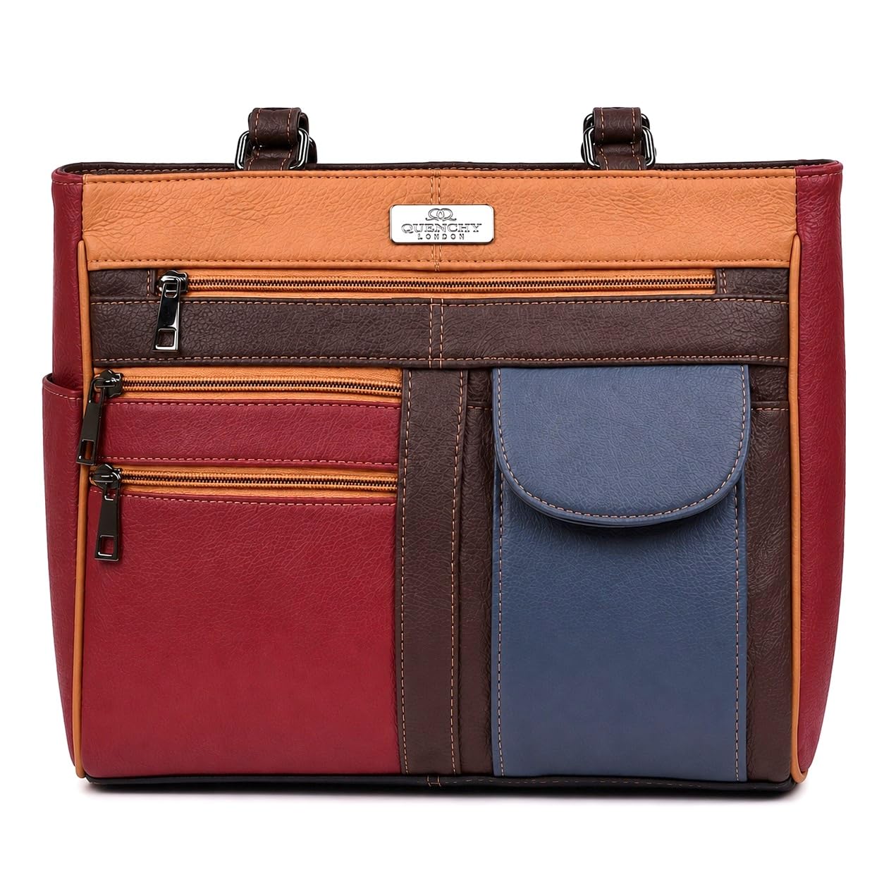 Quenchy London Cuero Italiano Bolso Para Mujer Patchwork Suave Bolso De Cuero Asa De Hombro