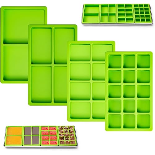 Mix Cavity Silicone Tray Dividers for Harvest Right Freeze Dryer Medium and Small Trays, 4 Pieces Green Silicone Trays for Harvest Right Freeze Dryer Accessories