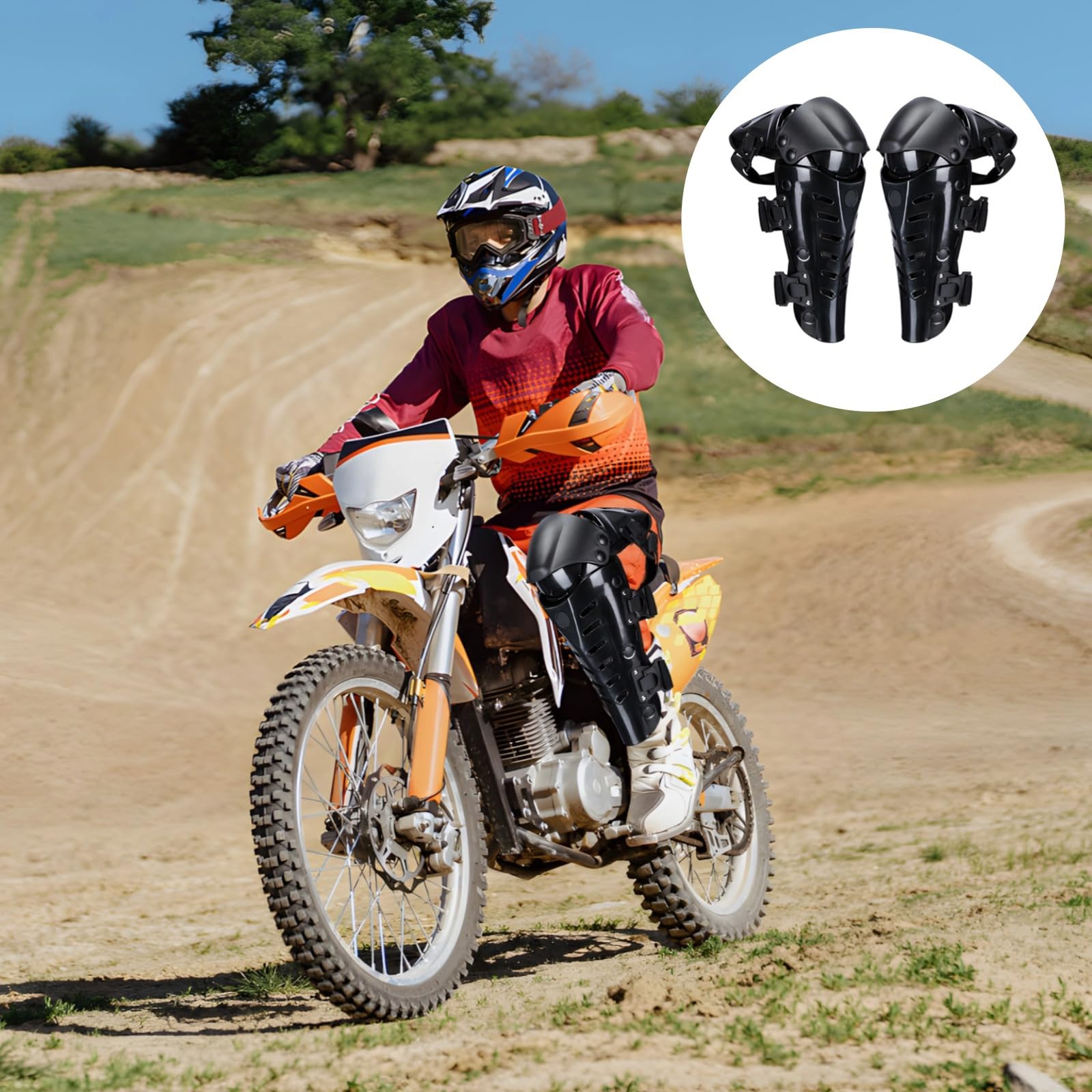 Ochraniacze na kolana motocyklowe z powłoką PE i wyściółką EVA, regulowane 3-częściowe ochraniacze goleni do jazdy na rowerze i uprawiania sportu, oddychające ochraniacze na długie nogi z