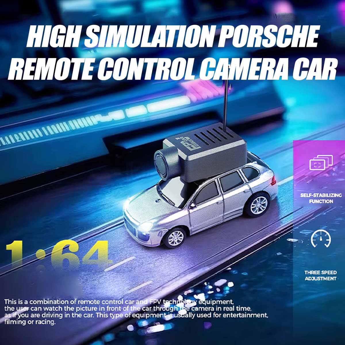 WL FPV Mini RC Car w skali 1/64, sterowany aplikacją, w pełni proporcjonalny pojazd rozpoznawczy RC z modułem WiFi i 3-biegowymi trybami (wersja RTR
